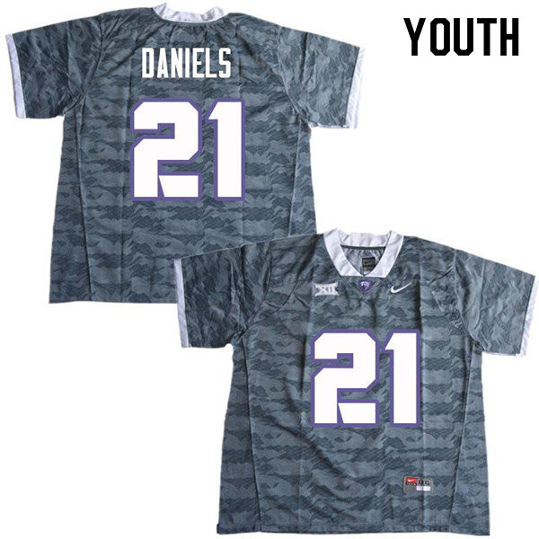 Youth #21 Noah Daniels TCU Horned Frogs College Football Jerseys Sale-Gray - Click Image to Close